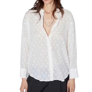 Zara Polka Dot Shirt with Embroidery
